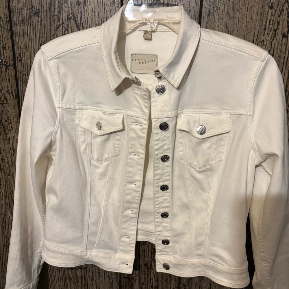 Burberry Cream Jean Trucker Classic Style L